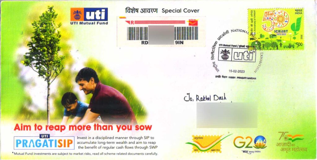 Commercially used special cover released on UTI mutual fund