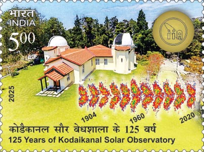 Commemorative Postage Stamp on Kodaikanal Solar Observatory