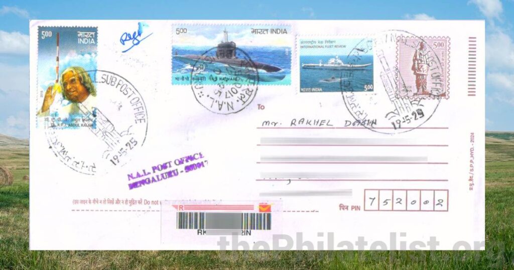 A cover posted with Permanent Pictorial Cancellation on ISRO on the Date of Issue