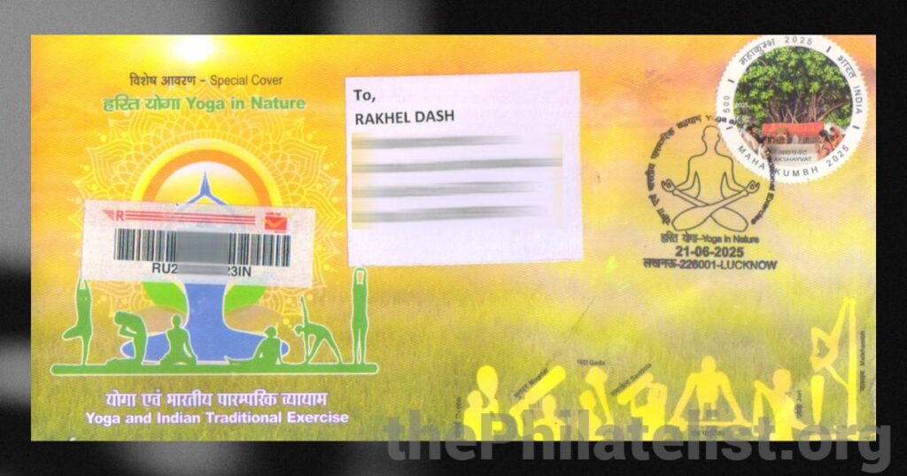 Special Cover on 11th International Day of Yoga released at Lucknow GPO Posted on Date of Issue