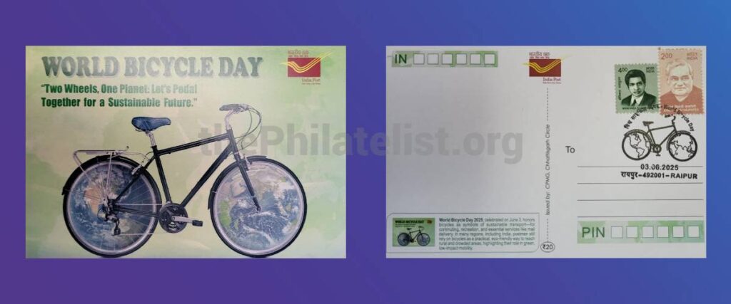 Special Pictorial Cancellation and Picture Postcard on World Cycle Day