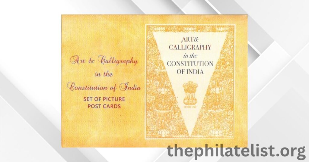 Set of Picture Postcards Released Featuring Beautiful Art and Calligraphy from the Constitution of India